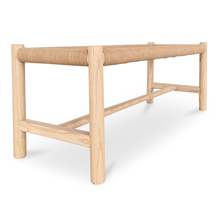 Artisanal Woven Elm Bench - Timeless Elegance