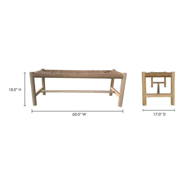 Artisanal Woven Elm Bench - Timeless Elegance