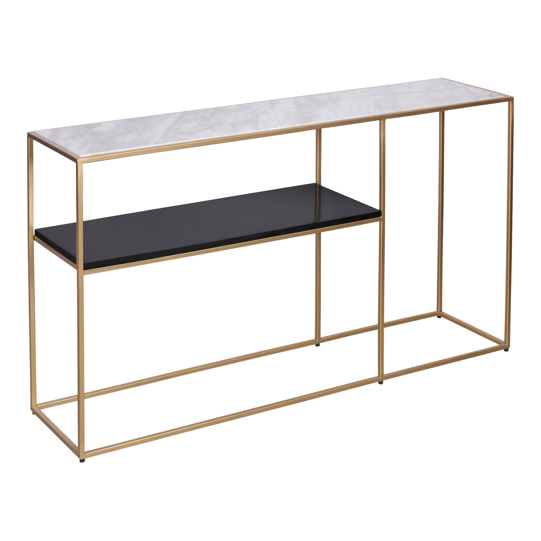 Golden Art Deco Marble Side Console