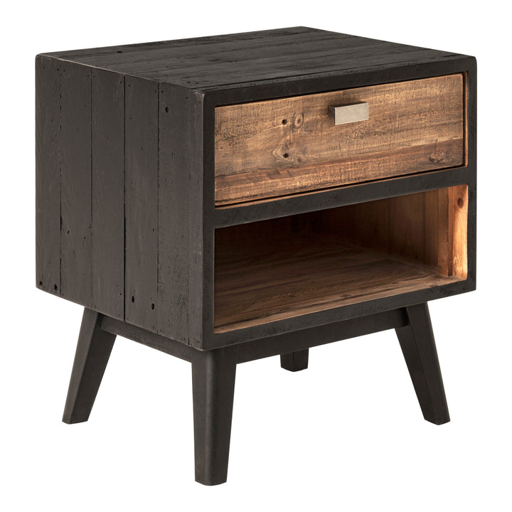 Rustic Reclaimed Pine Two-Tone Nightstand