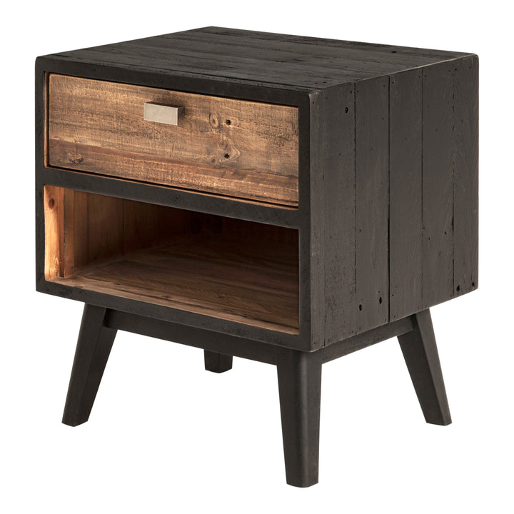Rustic Reclaimed Pine Two-Tone Nightstand