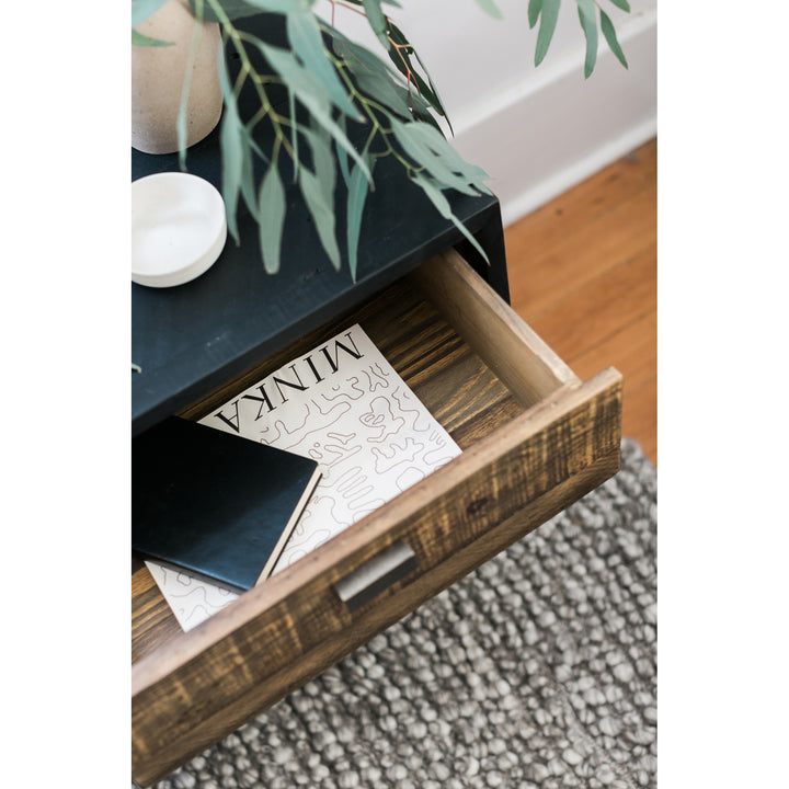 Rustic Reclaimed Pine Two-Tone Nightstand