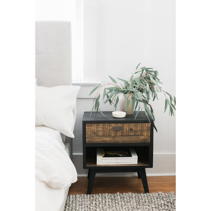 Rustic Reclaimed Pine Two-Tone Nightstand