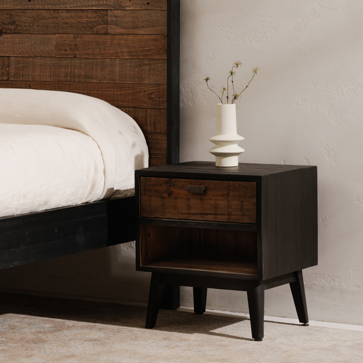 Rustic Reclaimed Pine Two-Tone Nightstand