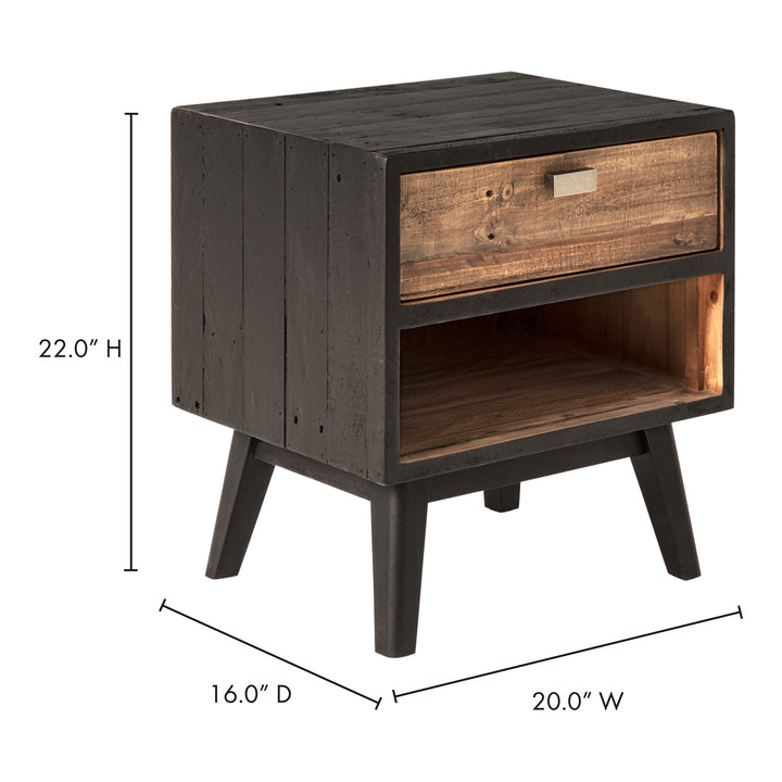 Rustic Reclaimed Pine Two-Tone Nightstand