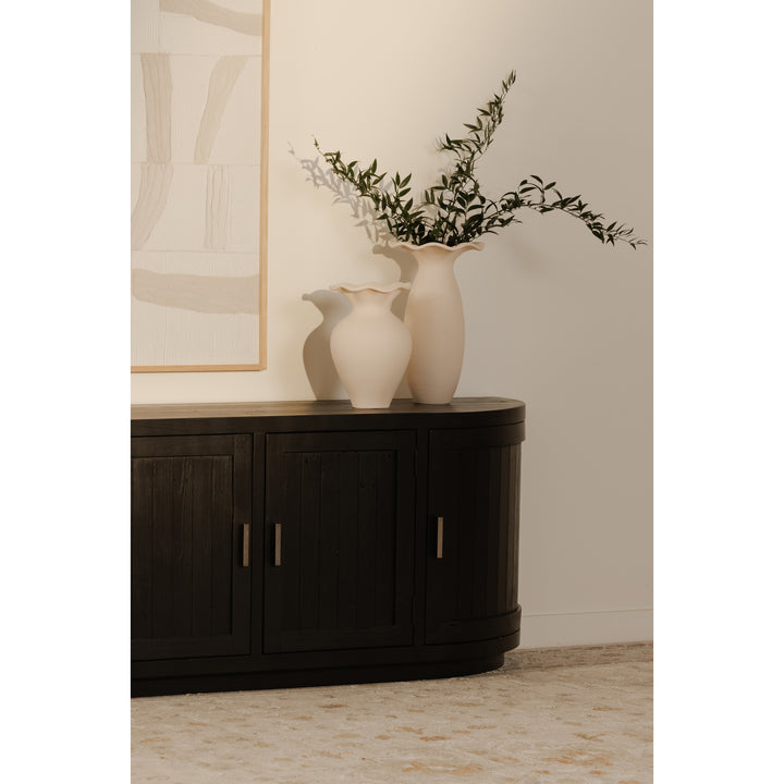 Arch wood media console