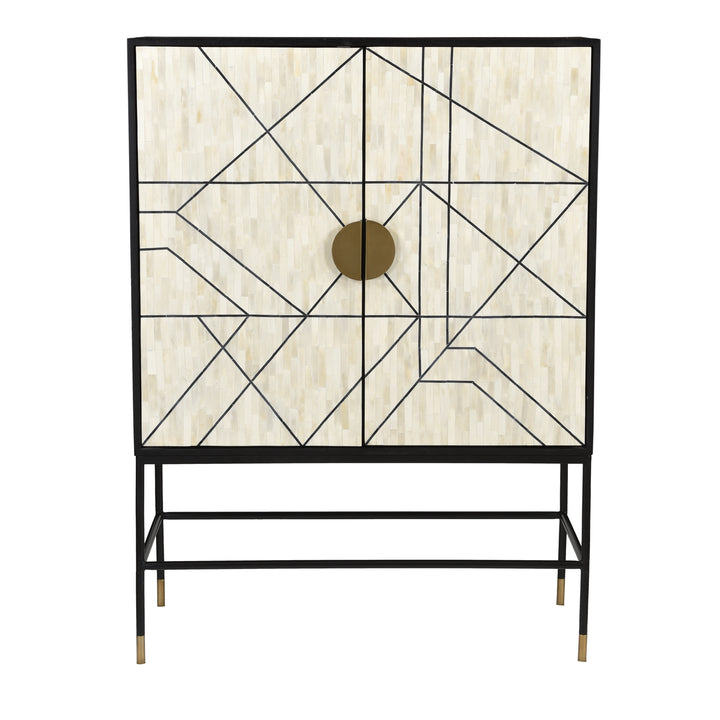 Grand Mango Wood & Bone Veneer Display Cabinet