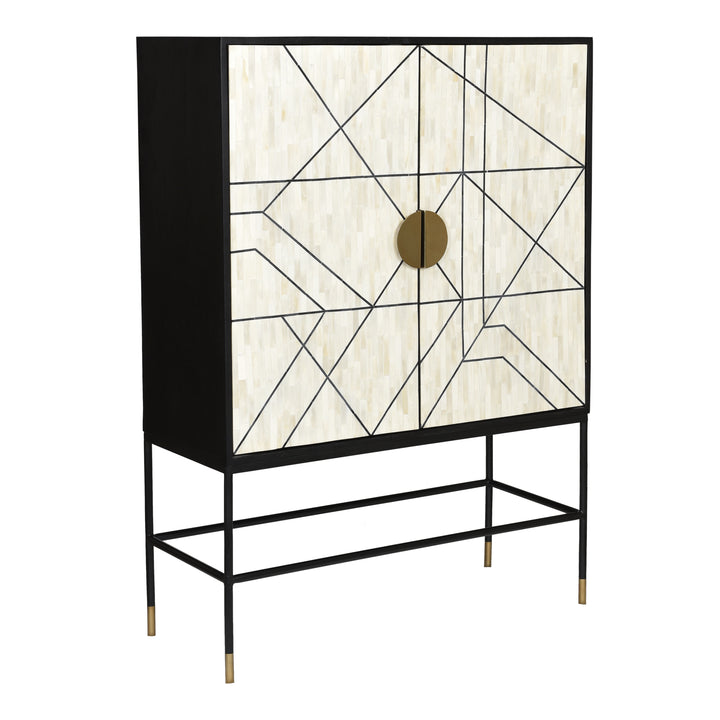 Grand Mango Wood & Bone Veneer Display Cabinet