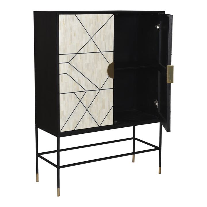 Grand Mango Wood & Bone Veneer Display Cabinet