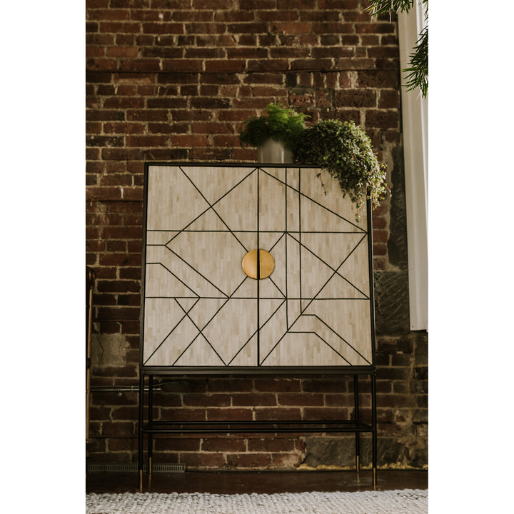 Grand Mango Wood & Bone Veneer Display Cabinet