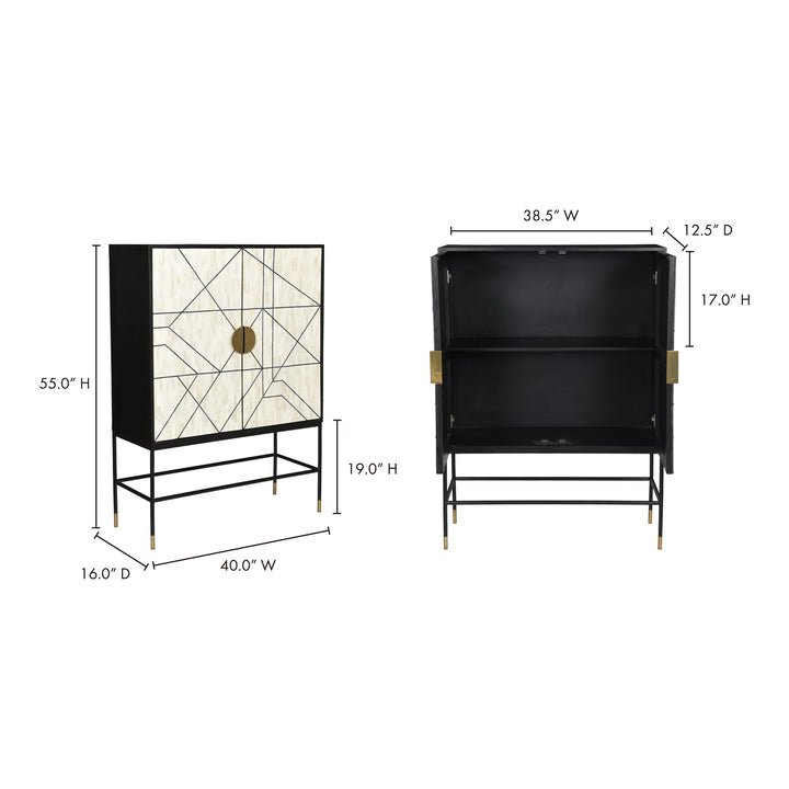 Grand Mango Wood & Bone Veneer Display Cabinet