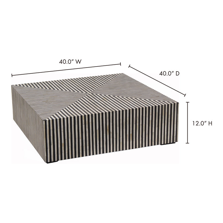 Ebony Contrast Square Art Deco Resin Coffee Table