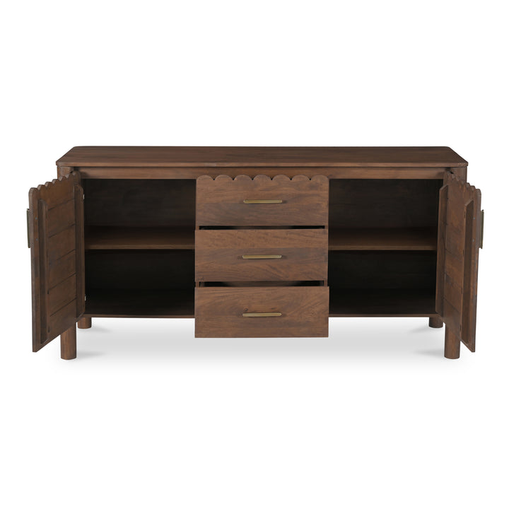 Modern Shaker-Inspired 3-Drawer Sideboard with Elegant Curves