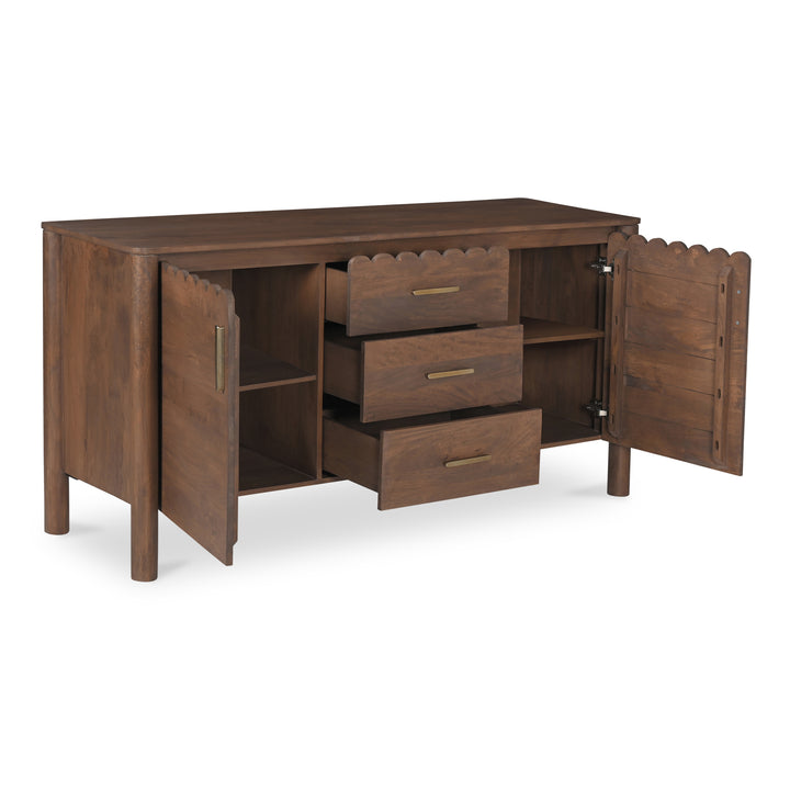 Modern Shaker-Inspired 3-Drawer Sideboard with Elegant Curves