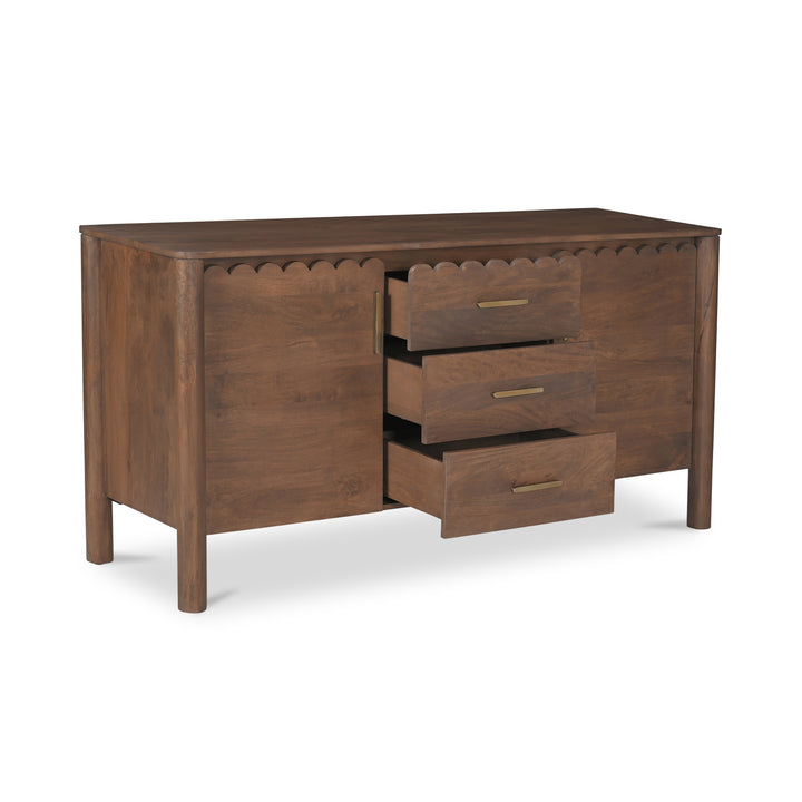 Modern Shaker-Inspired 3-Drawer Sideboard with Elegant Curves