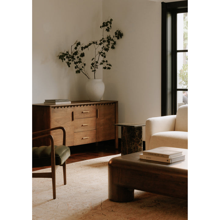 Modern Shaker-Inspired 3-Drawer Sideboard with Elegant Curves