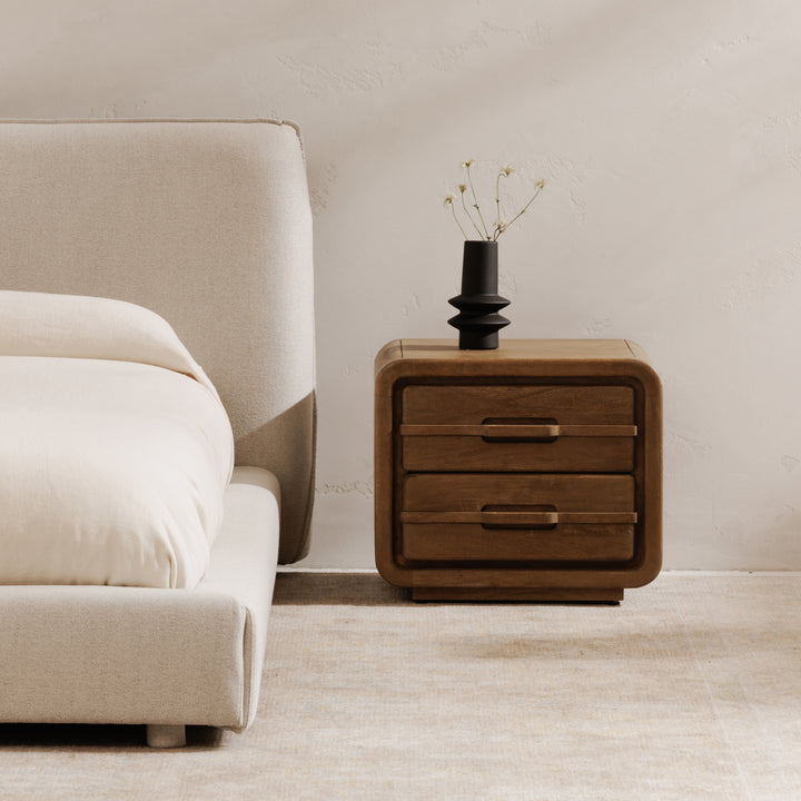 Retro-Inspired Mid-Century Mango Wood Nightstand
