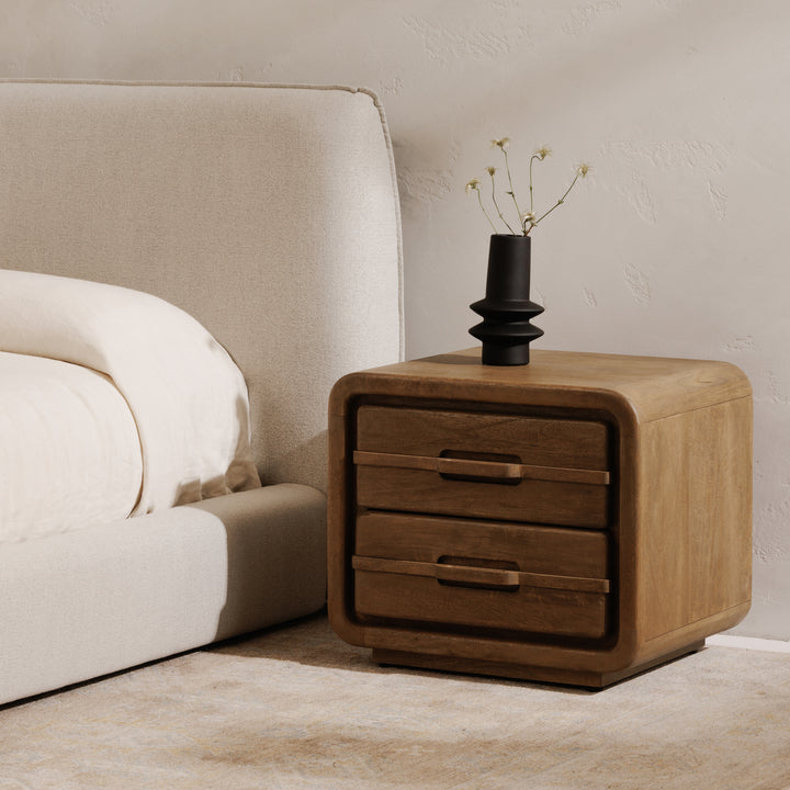 Retro-Inspired Mid-Century Mango Wood Nightstand
