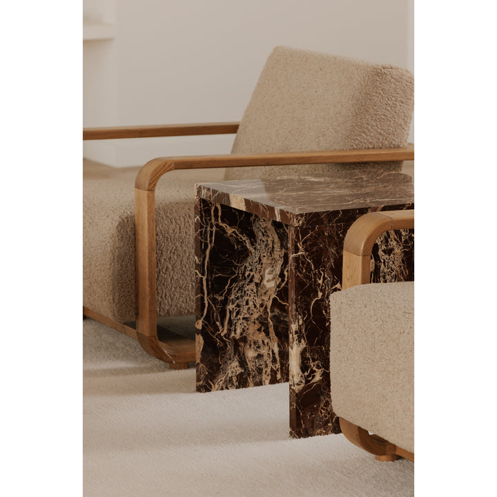 Vibrant Red Waterfall Marble Side Table