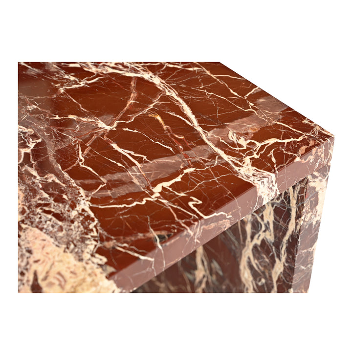 Vibrant Red Waterfall Marble Side Table