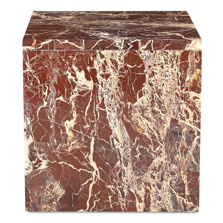 Vibrant Red Waterfall Marble Side Table