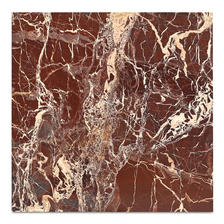 Vibrant Red Waterfall Marble Side Table