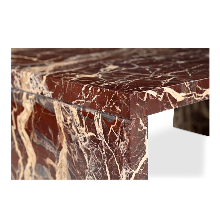 Vibrant Red Marble Waterfall Coffee Table