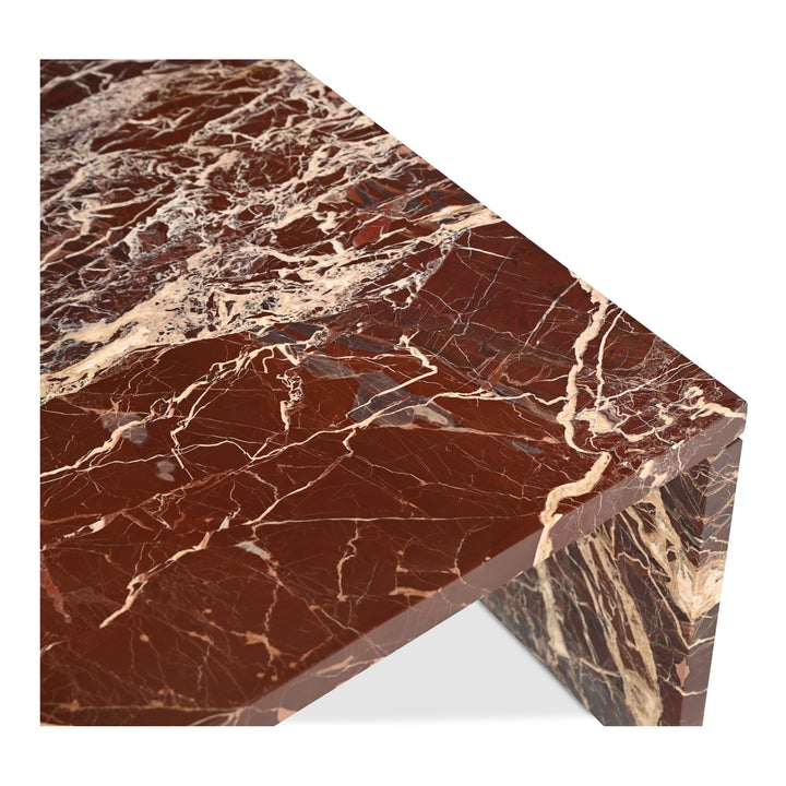 Vibrant Red Marble Waterfall Coffee Table