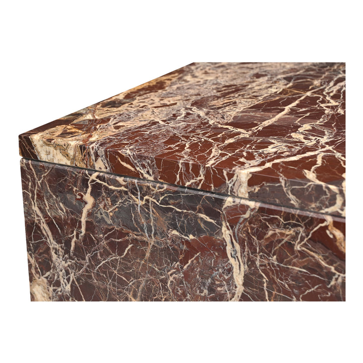 Vibrant Red Marble Waterfall Coffee Table