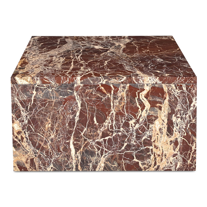 Vibrant Red Marble Waterfall Coffee Table