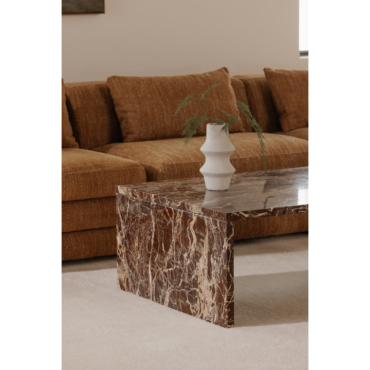 Vibrant Red Marble Waterfall Coffee Table