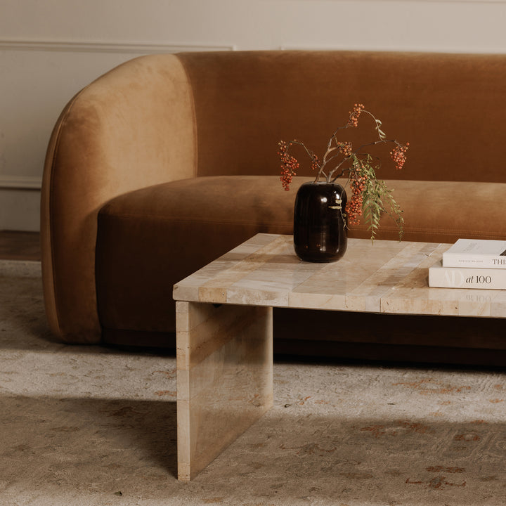 Vibrant Red Marble Waterfall Coffee Table