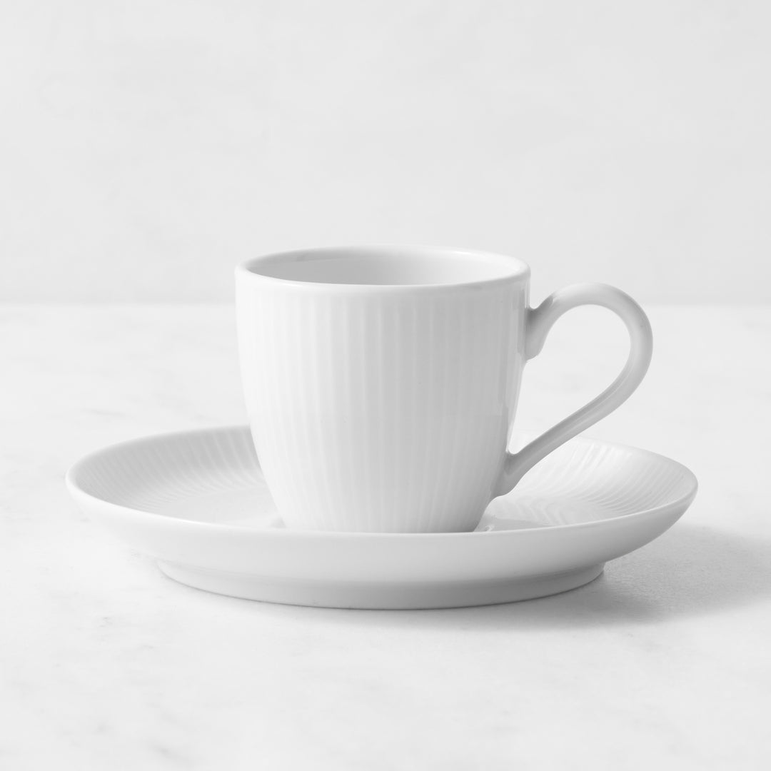 Pillivuyt Plisse Porcelain Espresso Cups & Saucers, Set Of 2
