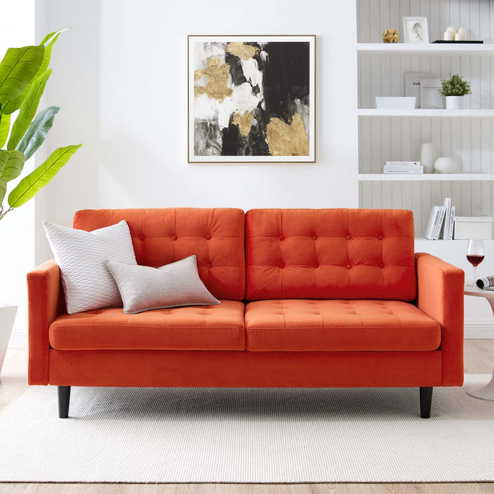 Dane Tufted Performance Velvet Sofa - Orange