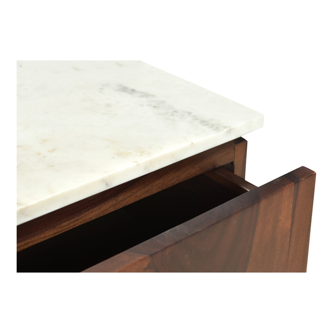 Modern Minimalist White Marble & Sheesham Nightstand