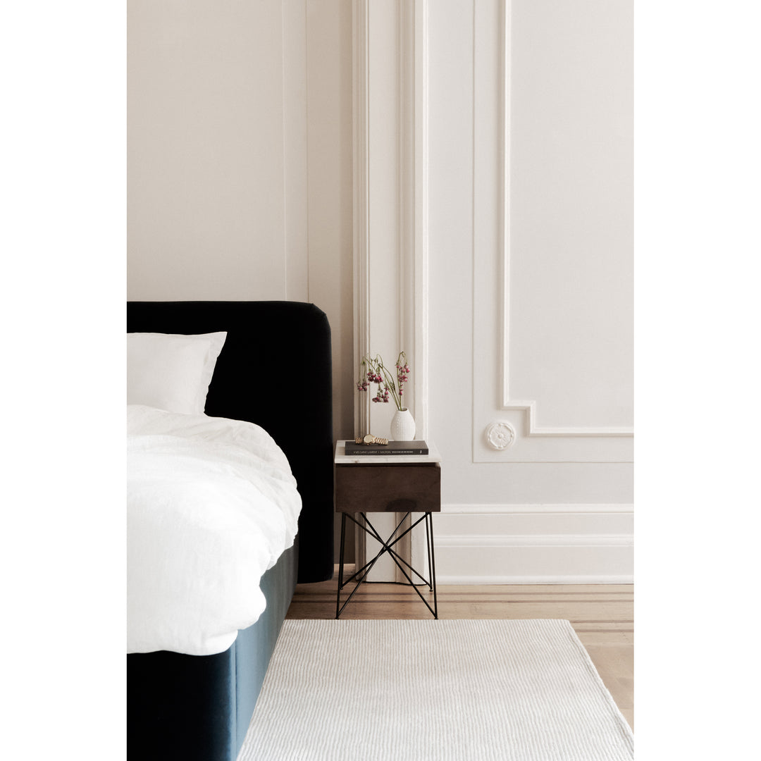 Modern Minimalist White Marble & Sheesham Nightstand