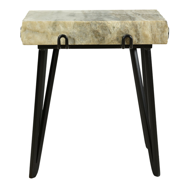 Nature's Embrace Side Table - Raw Marble & Iron
