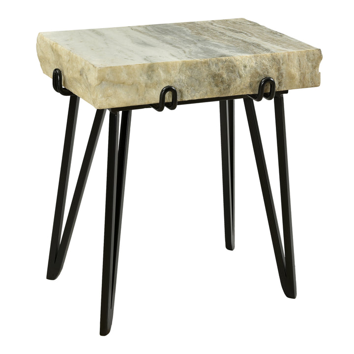 Nature's Embrace Side Table - Raw Marble & Iron