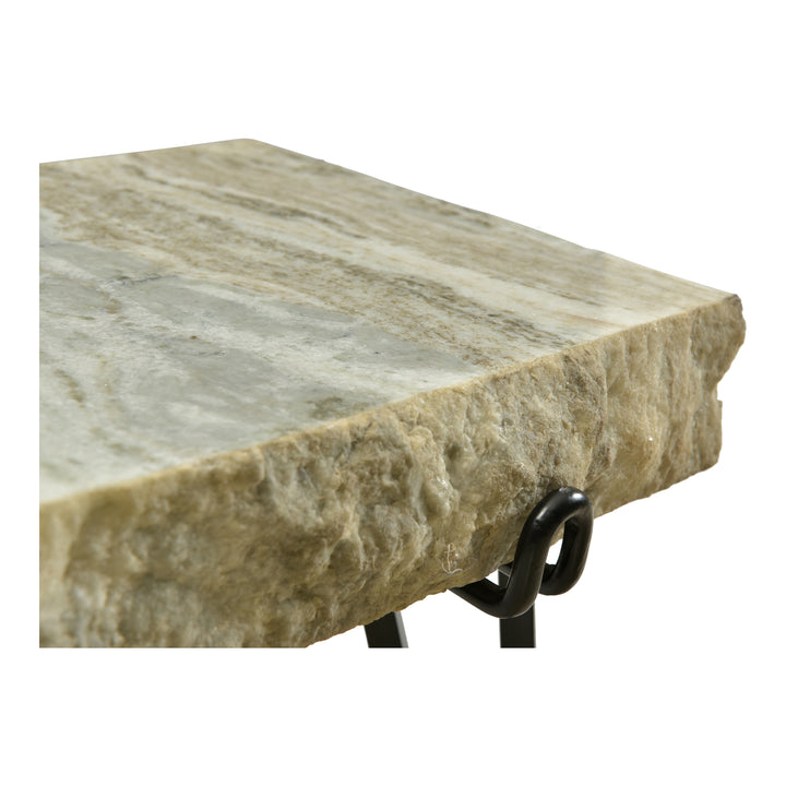 Nature's Embrace Side Table - Raw Marble & Iron