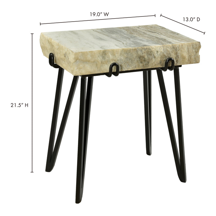 Nature's Embrace Side Table - Raw Marble & Iron