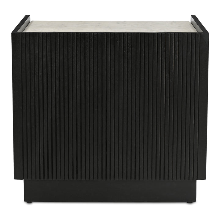 Timeless Ribbed Nightstand with Mango Wood Drawer