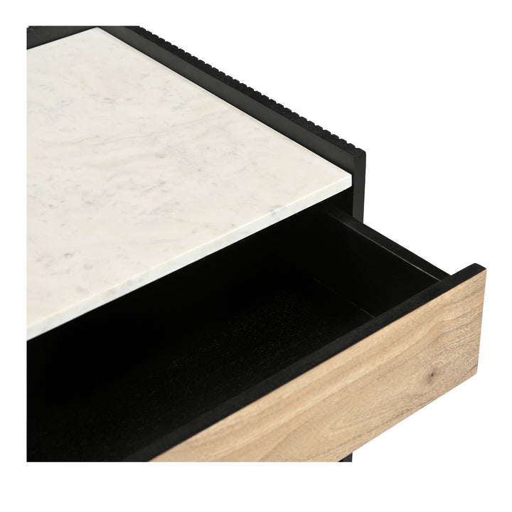 Timeless Ribbed Nightstand with Mango Wood Drawer