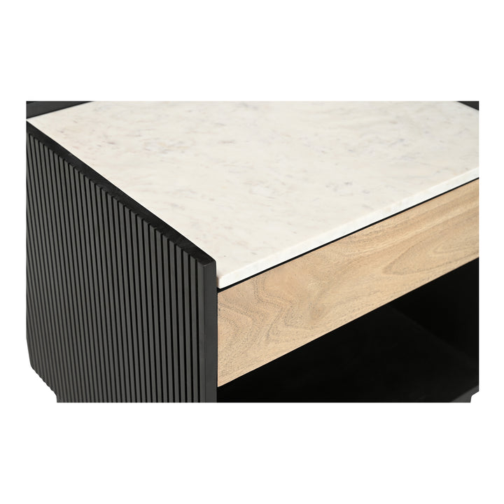 Timeless Ribbed Nightstand with Mango Wood Drawer