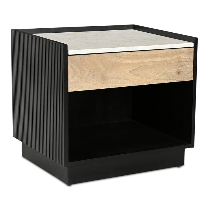 Timeless Ribbed Nightstand with Mango Wood Drawer