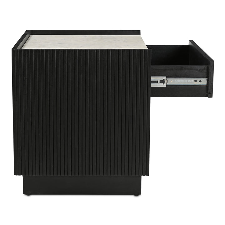 Timeless Ribbed Nightstand with Mango Wood Drawer
