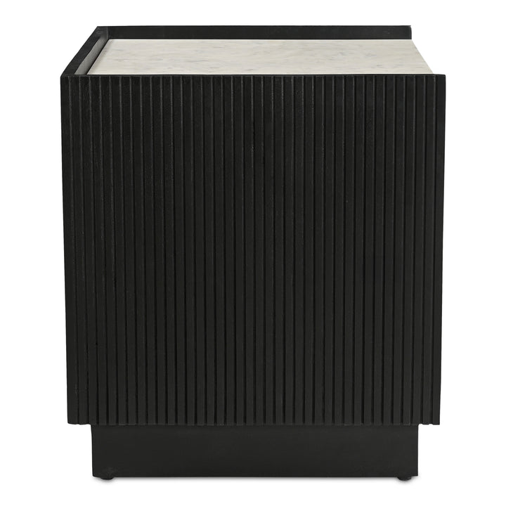 Timeless Ribbed Nightstand with Mango Wood Drawer