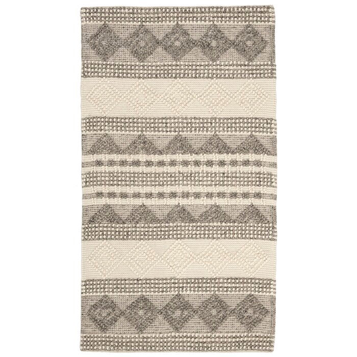 Jacques Striped Handmade Tufted Area Rug in Gray/Ivory
