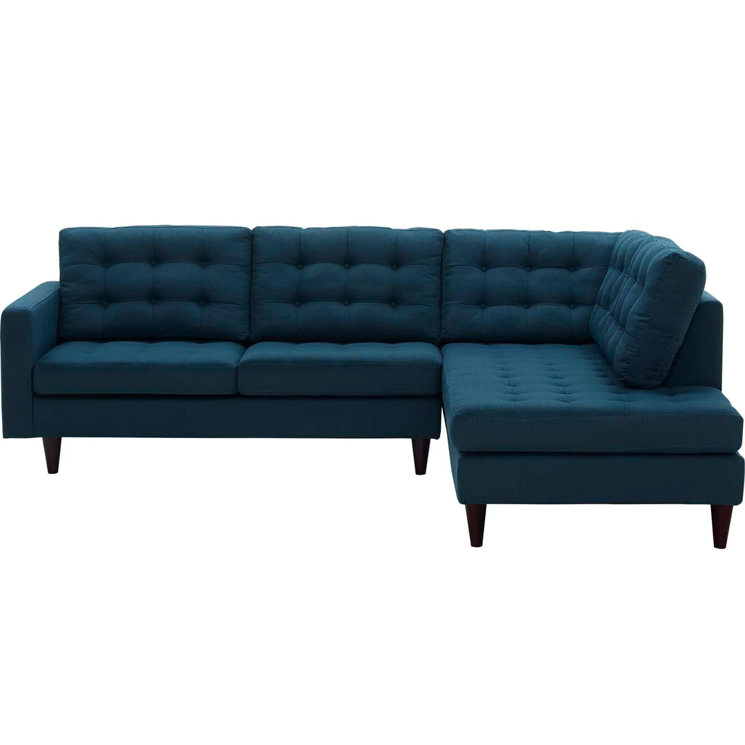 Emmett 2 Piece Upholstered Fabric Right Facing Bumper Sectional - Azure