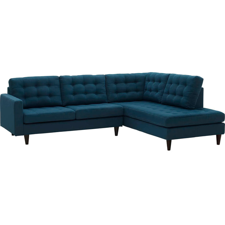 Emmett 2 Piece Upholstered Fabric Right Facing Bumper Sectional - Azure