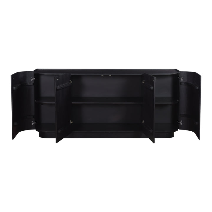 Elegant Wave-Textured 4-Door Storage Console